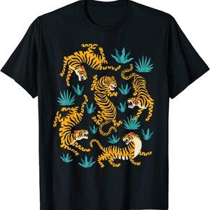Dancing Tiger Cartoon Graphic T-Shirt